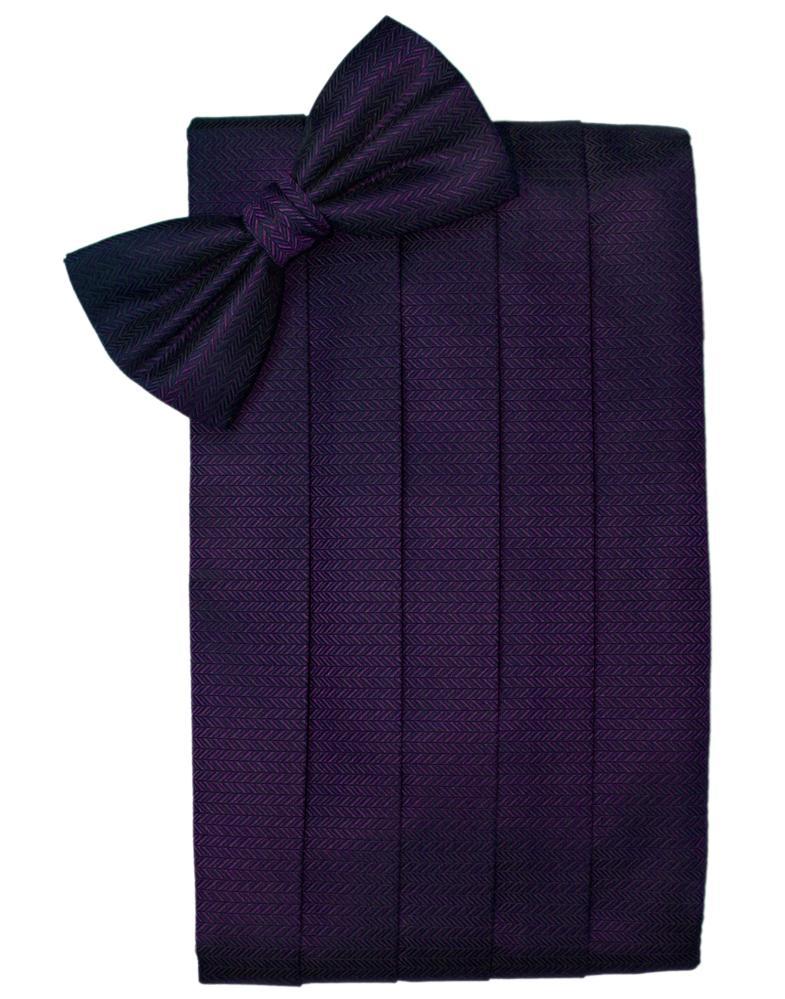 Plum Herringbone Cummerbund