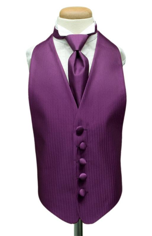 Cardi Plum Herringbone Kids Tuxedo Vest