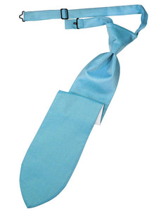 Cardi Pre-Tied Blue Ice Herringbone Necktie