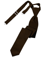 Cardi Pre-Tied Chocolate Luxury Satin Skinny Necktie