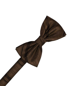 Chocolate Striped Satin Bow Tie