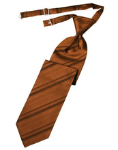 Cardi Pre-Tied Cognac Striped Satin Necktie