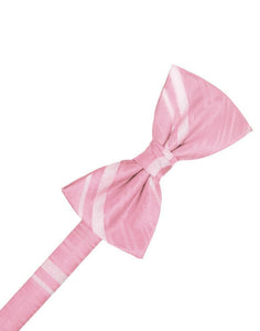 Coral Striped Satin Bow Tie