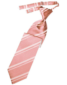 Cardi Pre-Tied Coral Striped Satin Necktie