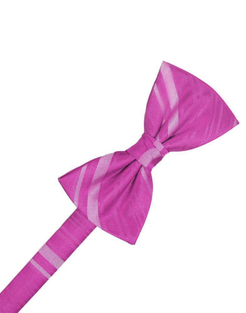 Fuchsia Striped Satin Bow Tie