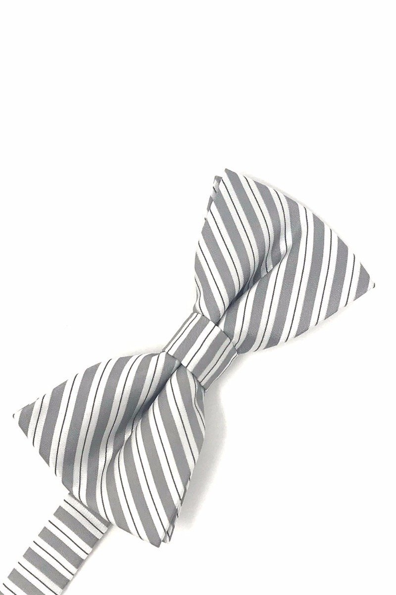 Grey Newton Stripe Bow Tie