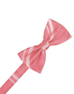 Guava Striped Satin Bow Tie