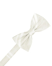 Ivory Striped Satin Bow Tie