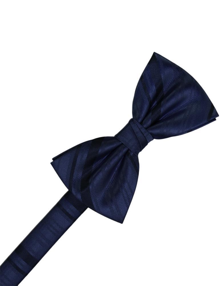 Marine Striped Satin Bow Tie