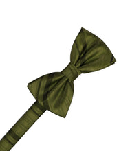 Moss Striped Satin Bow Tie