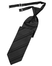Cardi Pre-Tied Pewter Striped Satin Necktie