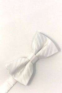 White Newton Stripe Bow Tie