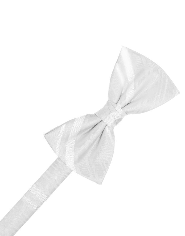 White Striped Satin Bow Tie
