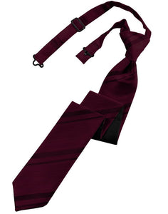 Cardi Pre-Tied Wine Striped Satin Skinny Necktie