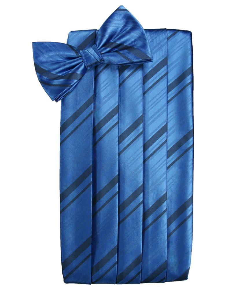 Cardi Royal Blue Kids Striped Satin Cummerbund