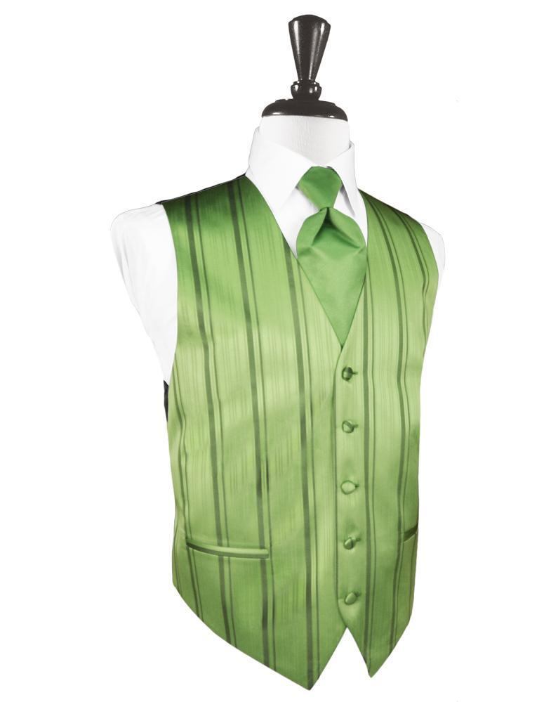 Sage Striped Satin Tuxedo Vest – - Main Image