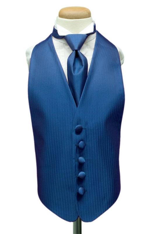 Cardi Sapphire Herringbone Kids Tuxedo Vest