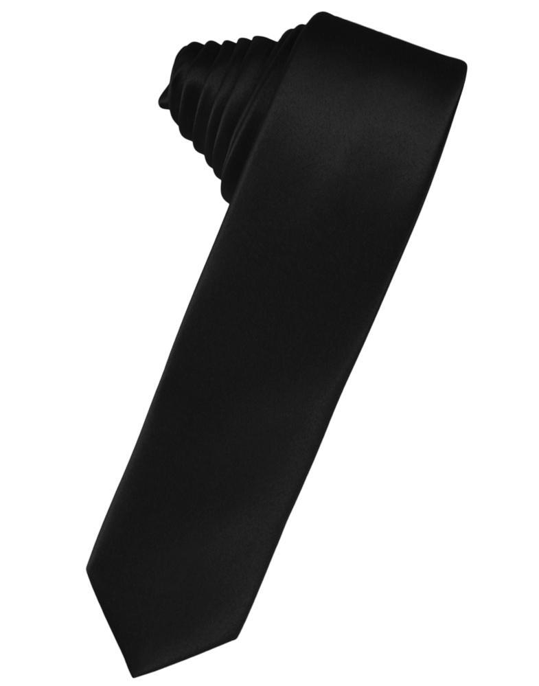 Black Luxury Satin Skinny Necktie