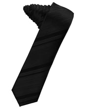 Black Striped Satin Skinny Necktie
