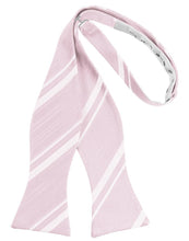 Cardi Self Tie Blush Striped Satin Bow Tie