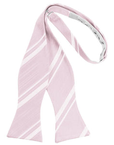 Cardi Self Tie Blush Striped Satin Bow Tie