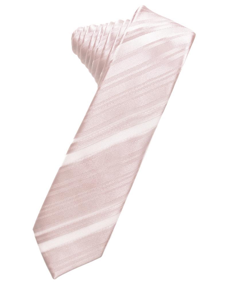 Blush Striped Satin Skinny Necktie