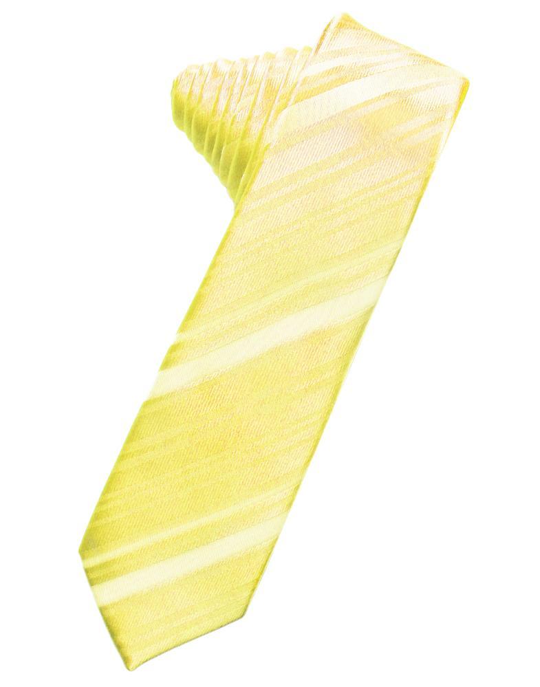 Canary Striped Satin Skinny Necktie