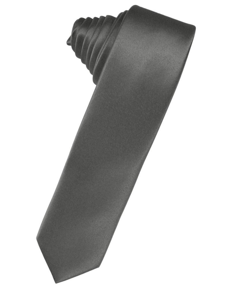 Charcoal Luxury Satin Skinny Necktie
