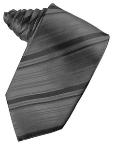 Charcoal Striped Satin Necktie