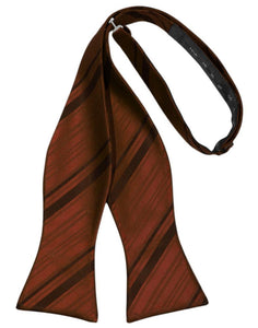 Cardi Self Tie Cognac Striped Satin Bow Tie