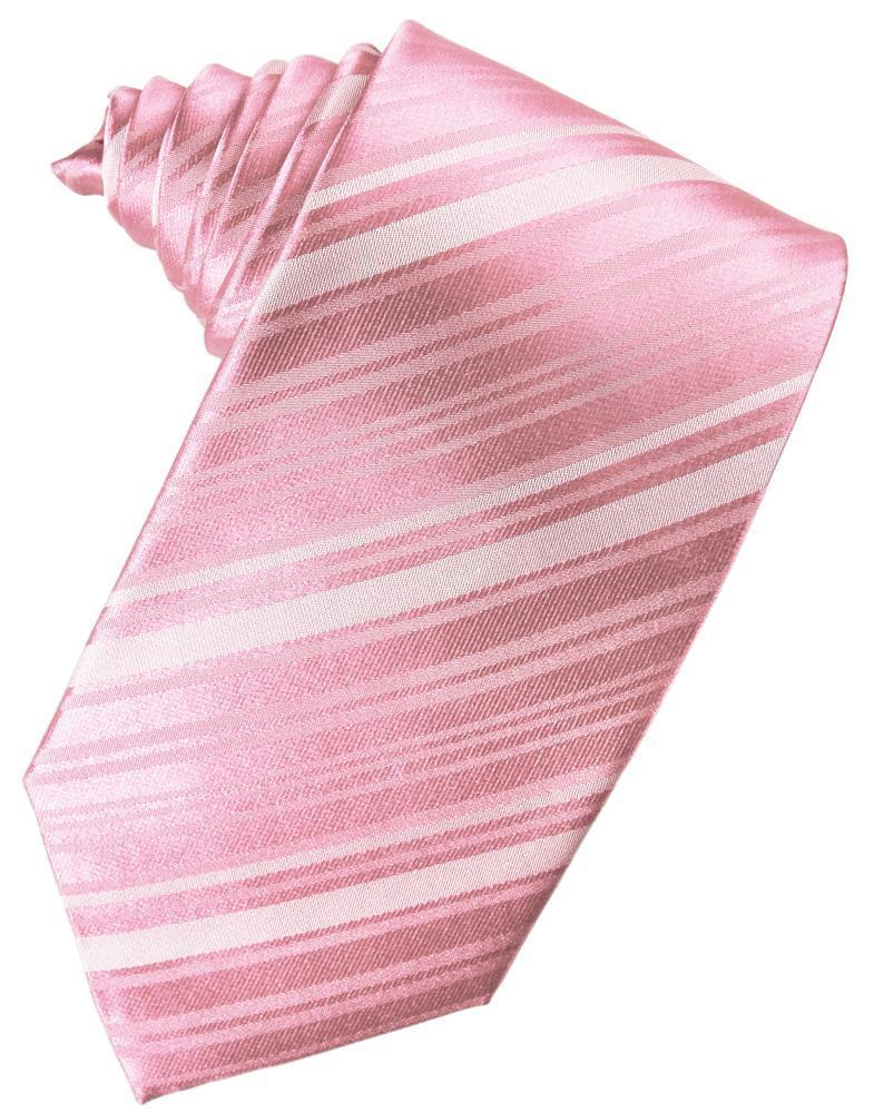 Coral Striped Satin Necktie