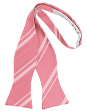 Cardi Self Tie Guava Striped Satin Bow Tie