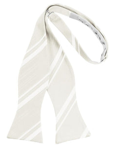 Cardi Self Tie Ivory Striped Satin Bow Tie