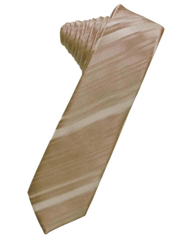 Latte Striped Satin Skinny Necktie