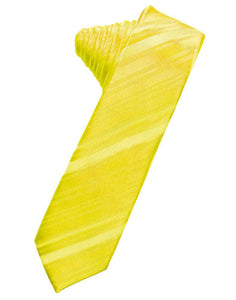 Lemon Striped Satin Skinny Necktie