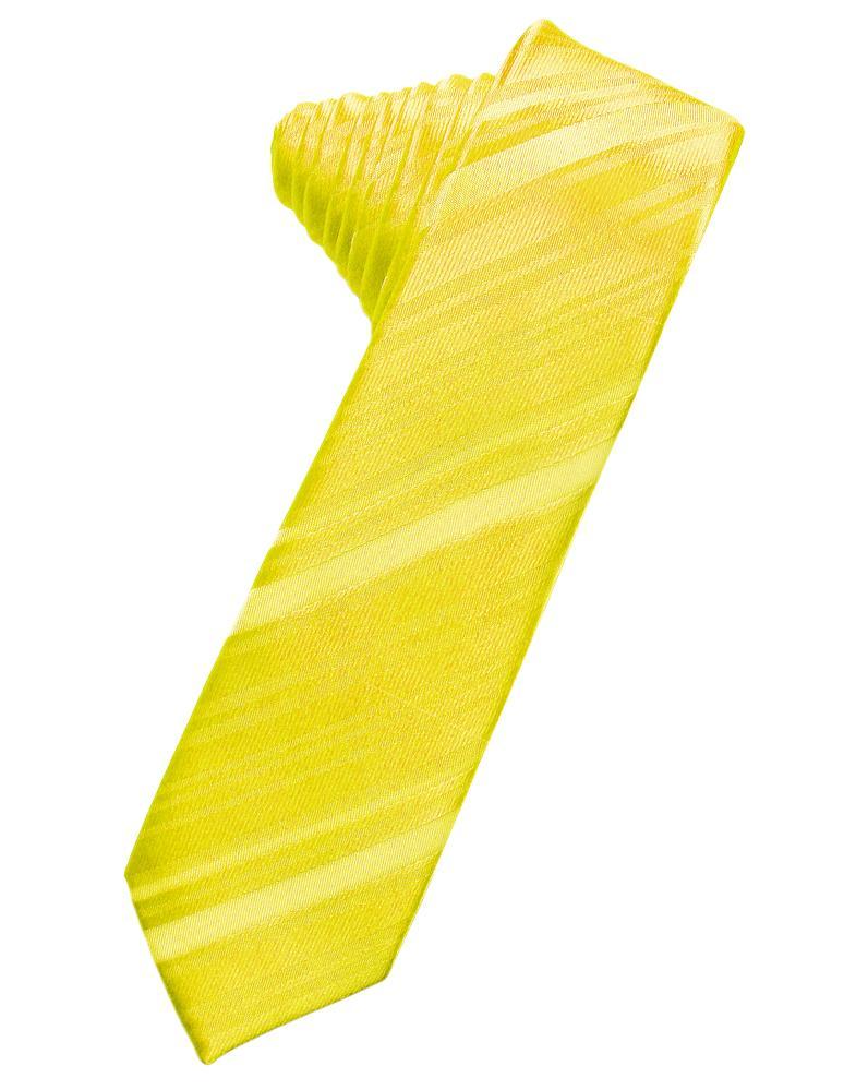 Lemon Striped Satin Skinny Necktie