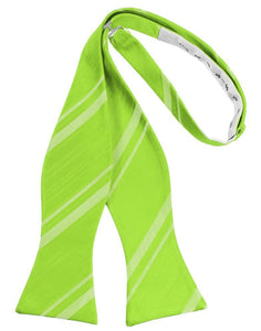 Cardi Self Tie Lime Striped Satin Bow Tie