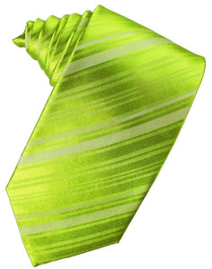 Lime Striped Satin Necktie