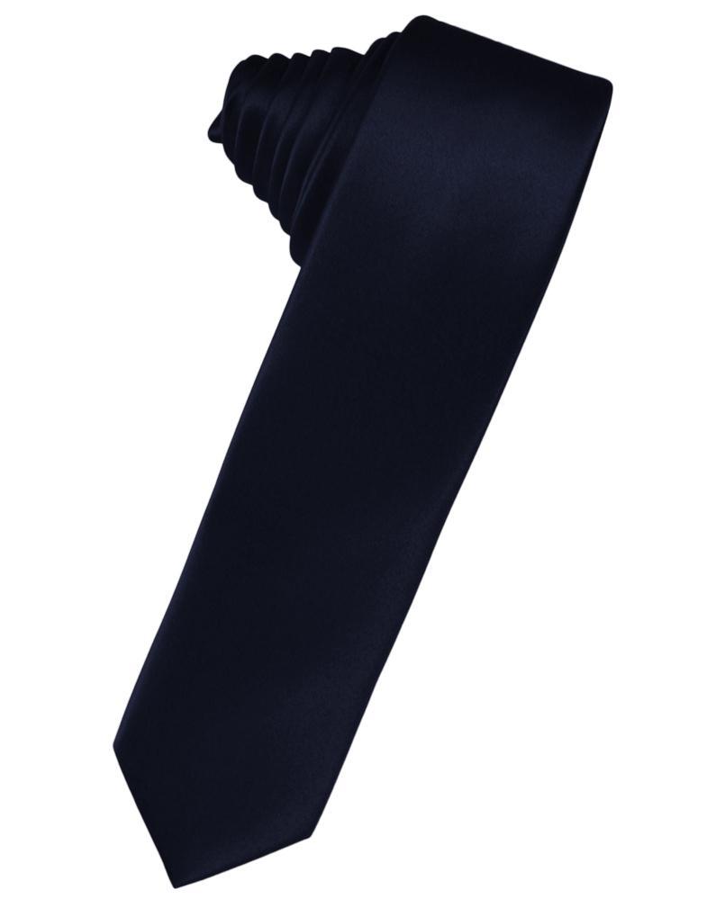 Midnight Blue Luxury Satin Skinny Necktie