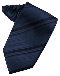 Midnight Striped Satin Necktie