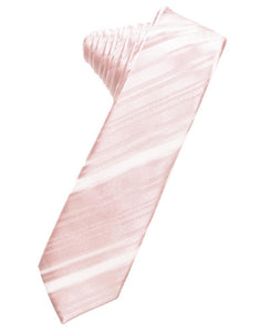 Pink Striped Satin Skinny Necktie