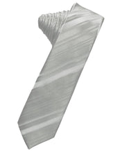 Platinum Striped Satin Skinny Necktie