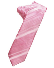 Rose Petal Striped Satin Skinny Necktie