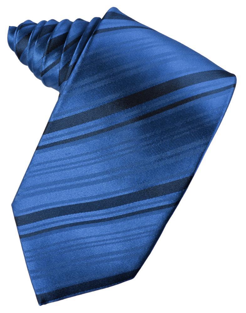 Royal Blue Striped Satin Necktie