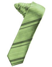 Sage Striped Satin Skinny Necktie