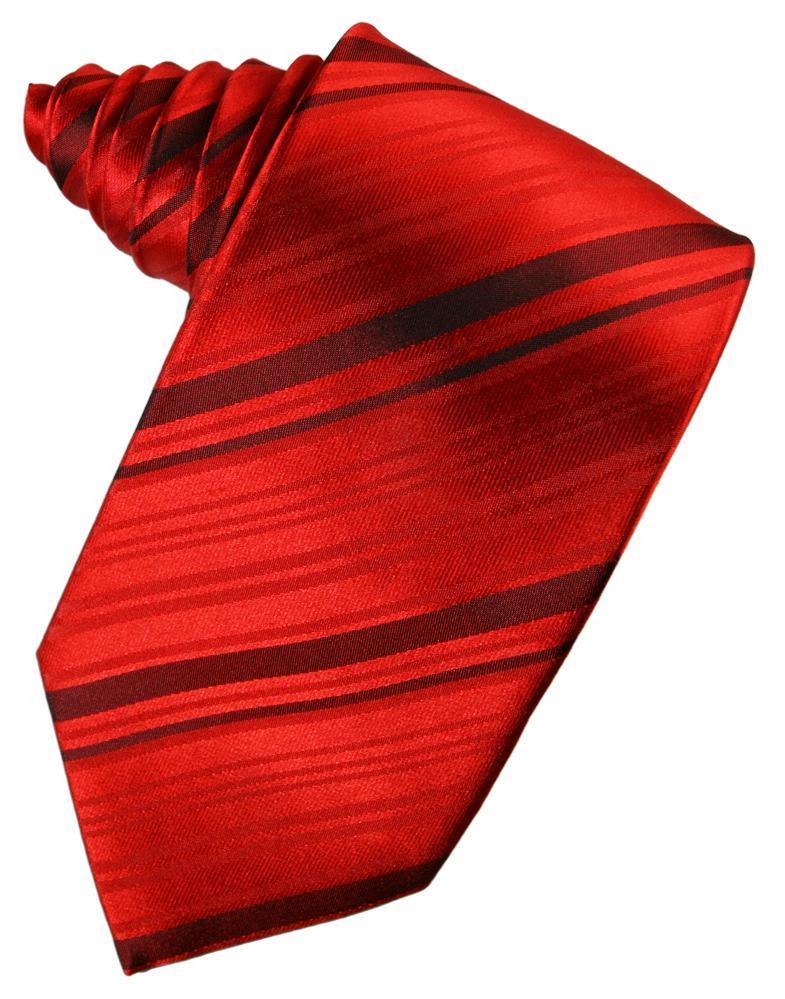 Scarlet Striped Satin Necktie
