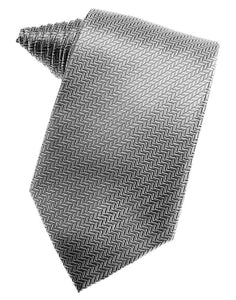 Silver Herringbone Necktie