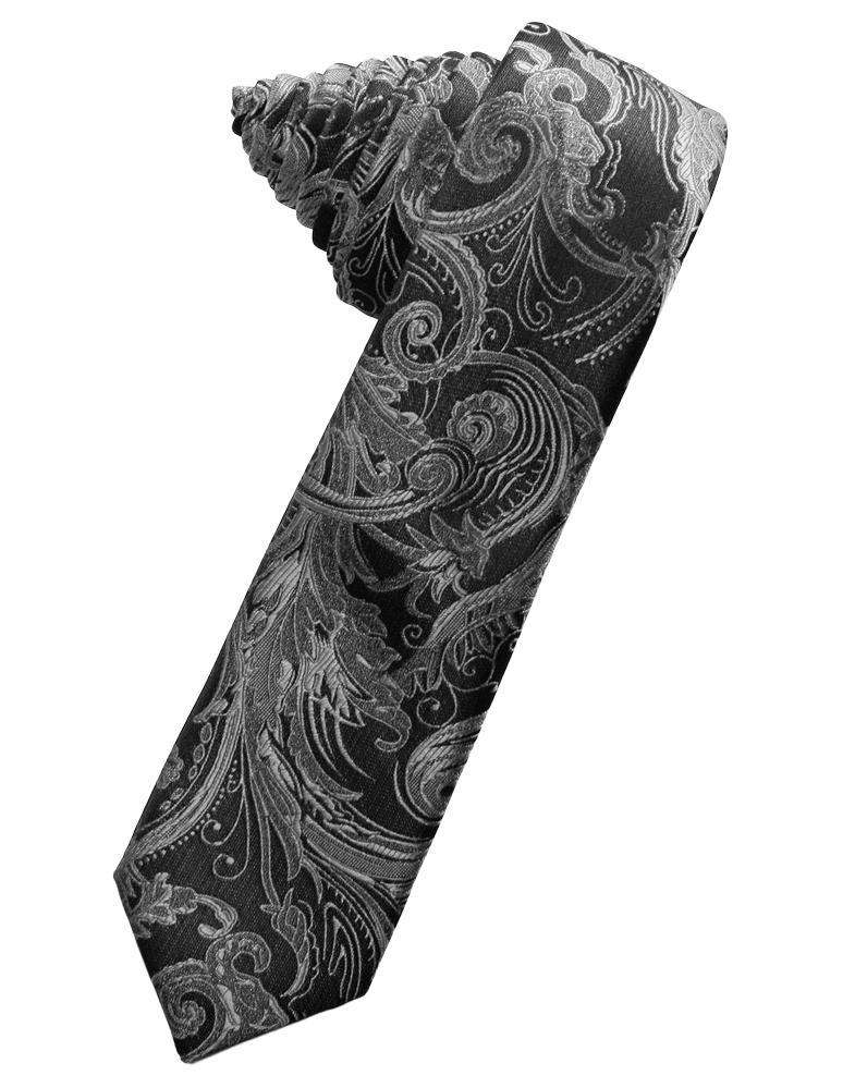 Silver Tapestry Skinny Necktie