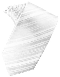 White Striped Satin Necktie