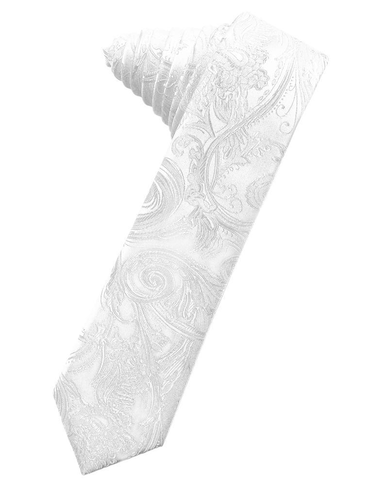 White Tapestry Skinny Necktie